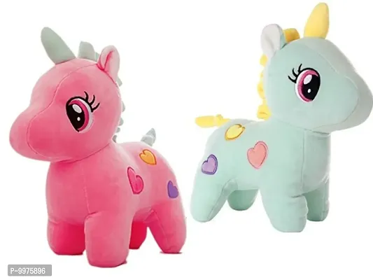 1 Pcs Pink Unicorn And 1 Pcs Green Unicorn Best Gift For Couple High Quality Soft Toy ( Pink Unicorn - 25 cm And Green Unicorn - 25 cm )