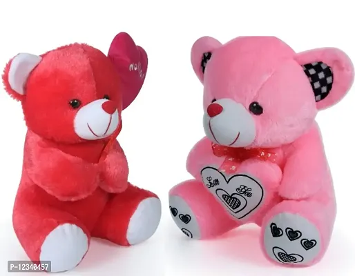 Soft Toys Red Love Teddy And Pink Teddy Bear For Couple Best Gift For Your Partner High Quality Soft Material Good Looking Soft Toys ( Red Teddy - 25 cm And Pink Teddy - 28 cm )