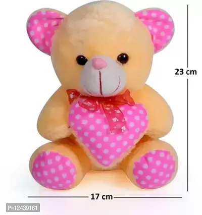 Soft Toys Cream Teddy Bear And Pink Love Teddy For Couple Best Gift For Your Partner High Quality Soft Material Good Looking Soft Toys ( Cream Teddy - 23 cm And Pink Love Teddy - 25 cm )-thumb2