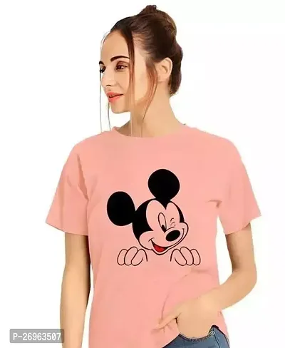 Elegant Pink Cotton Blend Printed T-Shirts For Women