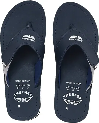 THE BABA Durable | Sturdy | Light | Comfortable | Shock Absorbent | Slippers | Flip Flops for Men (Blue)- UK/India