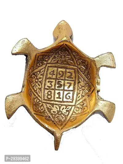 Tortoise on A Glass Plate in Gold Color Plated Metal Statue Decorative Showpiece-thumb3