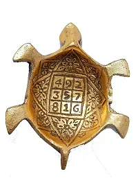 Metal Feng Shui Golden Tortoise on Plate Showpiece-thumb2