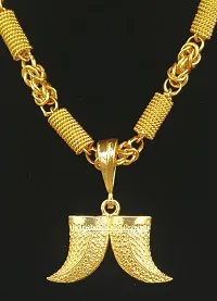 D D FASHION Gold plated Double Nail pandent with chains for Mens.-thumb2