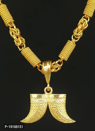 D D FASHION Gold plated Double Nail pandent with chains for Mens.-thumb3