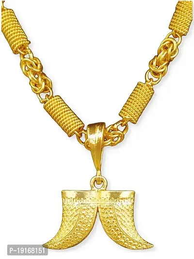 D D FASHION Gold plated Double Nail pandent with chains for Mens.-thumb0