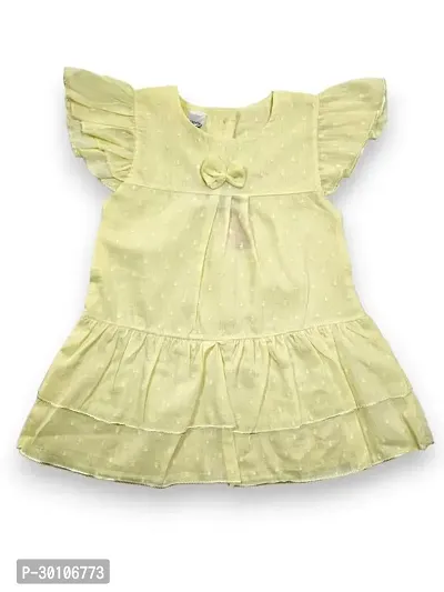 Stylish Yellow Cotton Solid Frocks For Girls-thumb0