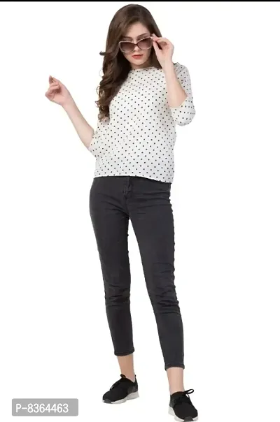 Classic Crepe Dotted Tops for Women-thumb0