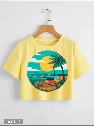 Classic Cotton Printed Crop Tops for Women-thumb0