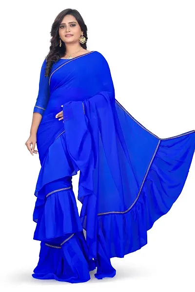 Fancy Solid Georgette Sarees With Blouse Piece