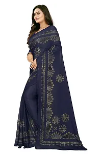 Aaradhya Fashion Women`s Lycra Blended Saree With Zari Work With Blouse Piece (Navy Blue)-thumb2