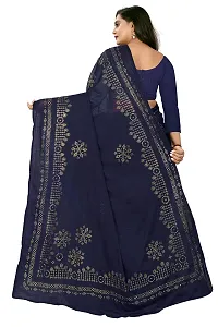 Aaradhya Fashion Women`s Lycra Blended Saree With Zari Work With Blouse Piece (Navy Blue)-thumb3