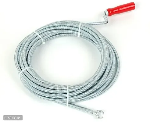 Metal Sink & Drain Cleaner Spring Wire Waste Pipe Sink Cleaner Snake Unblocker Hair Drain Cleaner 5 Mtr. Length-thumb0