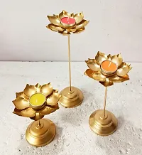 TEA LIGHT HOLDER SET OF 3 IN GOLD FINISH-thumb2