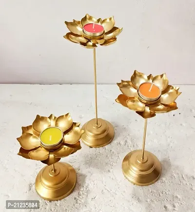 TEA LIGHT HOLDER SET OF 3 IN GOLD FINISH-thumb3