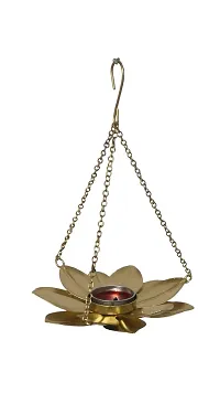 Hanging tea light diya candle holder in gold finish pack of 1-thumb2