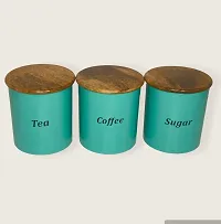 Tea coffee and sugar container pack of 3 in green finish-thumb1