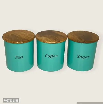 Tea coffee and sugar container pack of 3 in green finish-thumb2