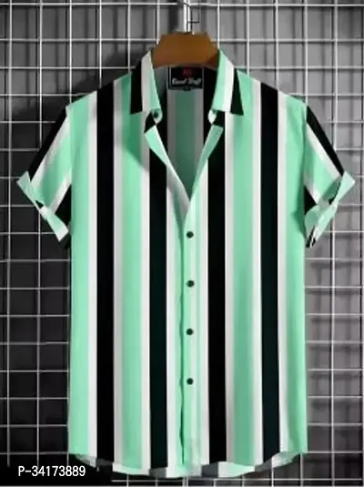 Stylish Green Cotton Blend Casual Shirt For Men-thumb0