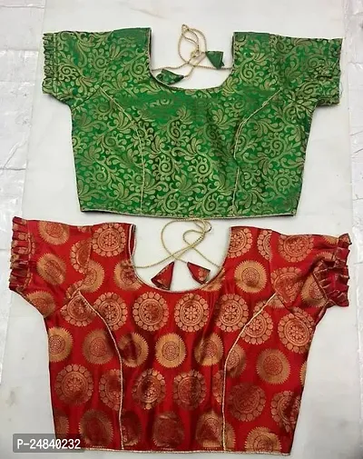 Reliable Multicoloured Brocade Stitched Blouses For Women Pack Of 2-thumb0