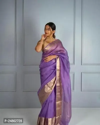 Stylish Fancy Designer Organza Saree With Blouse Piece For Women-thumb0