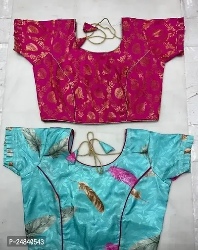 Reliable Multicoloured Brocade Stitched Blouses For Women Pack Of 2-thumb0