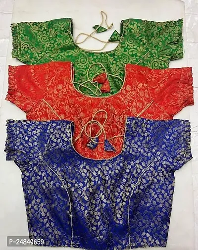 Reliable Multicoloured Brocade Stitched Blouses For Women Pack Of 3