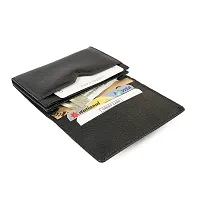 LFO RFID Protected Leather Credit Card Holder Wallet for Men and Women Black-thumb1