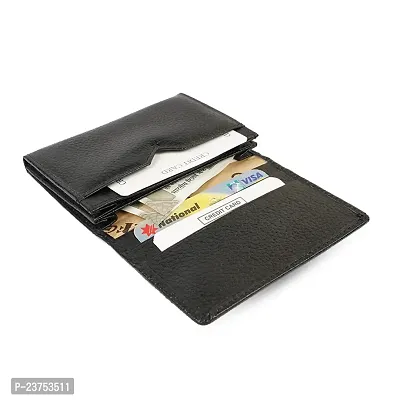 LFO RFID Protected Leather Credit Card Holder Wallet for Men and Women Black-thumb2