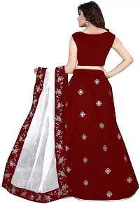 Shivganga Fashion Women's Silk Blend Embroidered Silver-Maroon Lehenga Half Sleeve Round Neck Wedding  Festive::Party  Festive::Wedding Maroon Lehenga Choli-thumb2