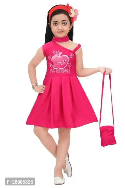 A R Fashions Girls Cotton Mock Neck Sleeveless Apple Print Dress