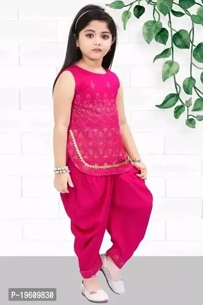 Alluring PINK RAYON Printed Stitched Salwar Suit Sets For Girls-thumb0
