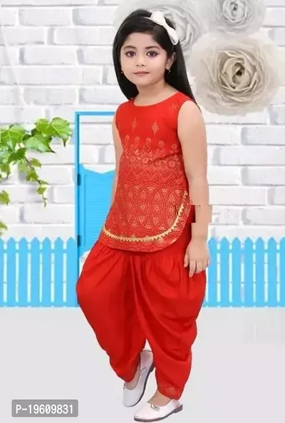 Alluring PINK COTTON BLEND Printed Stitched Salwar Suit Sets For Girls