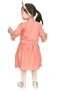 A R Fashions Girls Cotton Round Neck 3/4 Sleeve Solid Embroidered Dress-thumb4