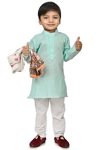 A R Fashions Boys Cotton Mandarian Collar Long Sleeve Solid Kurta Pajama With Jacket-thumb1