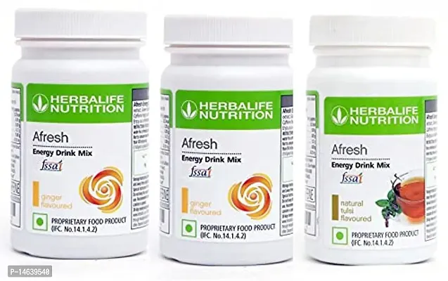 HERBALIFE Afresh Energy Drink Ginger (2PC) and Tulsi (1PC) Flavour Energy Drink (3x50 g, Ginger, Tulsi Flavored)