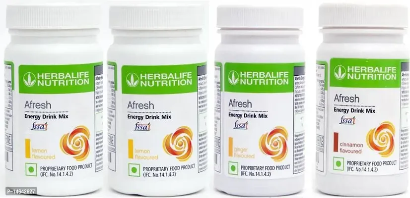 Herbalife Nutrition Afresh Energy and Nutrition Drink (4x50 g, Lemon, Lemon, Ginger, Cinnamon Flavored)