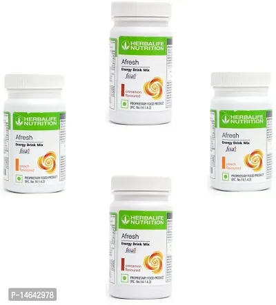 HERBALIFE Afresh Energy Drink - Cinnamon 2 Pieces + Peach 2 Pieces for Weight Loss Energy Drink (4x50 g, Cinnamon, Peach Flavored)