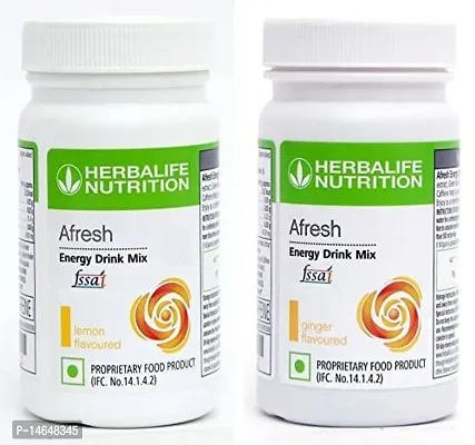 HERBALIFE Afresh Energy Drink Mix - Lemon  Ginger Flavor Combo Pack Of 2 PCS With Green Tea Extracts For Fat Loss Combo (100 Gram)-thumb0