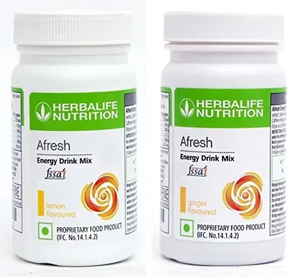 HERBALIFE Afresh Energy Drink Mix - Lemon  Ginger Flavor Combo Pack Of 2 PCS With Green Tea Extracts For Fat Loss Combo (100 Gram)