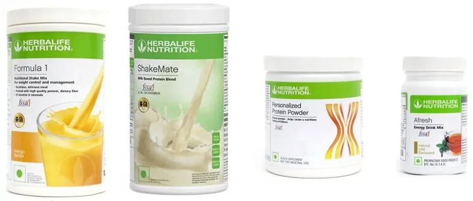 HERBALIFE Formula 1 Shake Mango Flavor 500g, Protein 200G, Afresh Tulsi 50g  Shake Mate Nutrition Drink 500g (Pack of 4)
