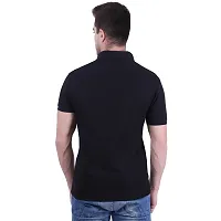 Men's Black Cotton Solid Polos-thumb2