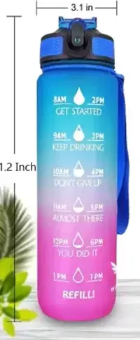 Water Bottle with Time Marker, Leakproof  BPA Free, Drinking Sports Water Bottle for Fitness, Gym  Outdoor PACK OF 1-thumb2