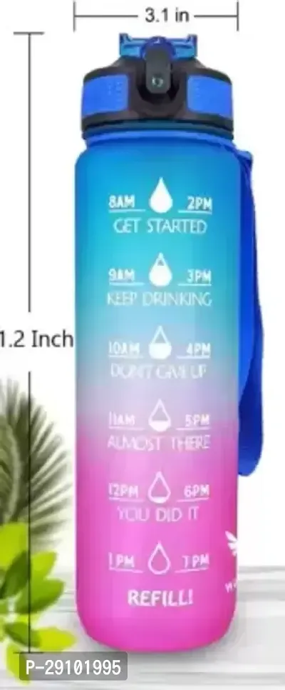 Water Bottle with Time Marker, Leakproof  BPA Free, Drinking Sports Water Bottle for Fitness, Gym  Outdoor PACK OF 1-thumb3