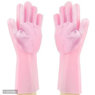 Silicone Dish Washing Gloves Pack of 1- Assorted-thumb0