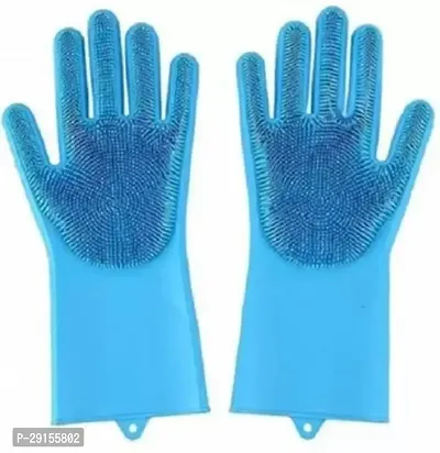 Silicone Dish Washing Gloves Pack of 1- Assorted-thumb2