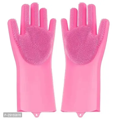 Silicone Dish Washing Gloves Pack of 1- Assorted-thumb0