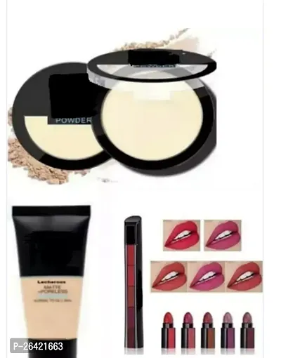 Classic 5In1 Red Shade Lipstick Compact Powder and Foundation