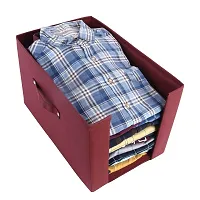 Shrey Creation Shirt Stacker Closet Organizer Non Woven Wardrobe Organizer Shirts and Clothing Organizer (Set of 2)- Maroon-thumb2