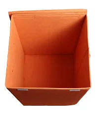 Shrey Creation Laundry Basket with Lid for Clothes / Laundry Basket with Lid Big Size, Laundry Bag Foldable with Handle - Orange-thumb3